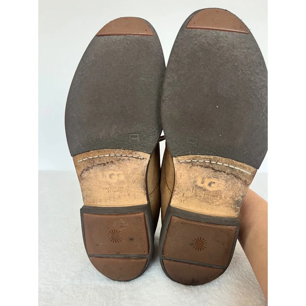 UGG Jovin Oxford Men's 11 Chestnut Buck Suede Derby Shoes Comfort Treadlite Lace